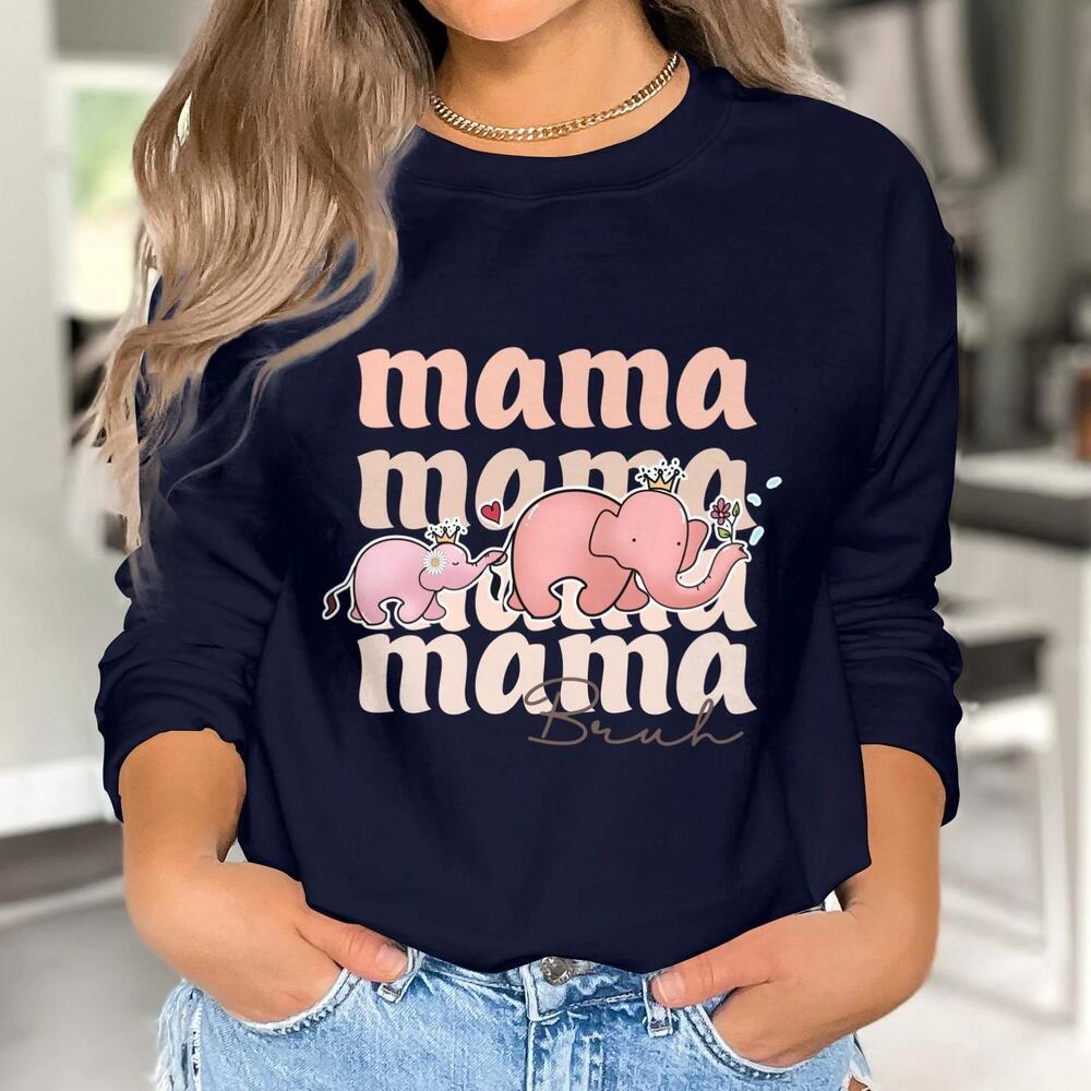 Mama Bruh Elephant T-Shirt Cute Mom Family Matching Outfit